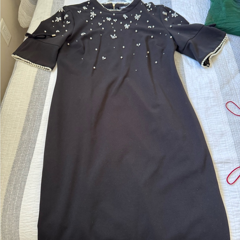 Karl Lagerfeld Black Dress with Pearl Details